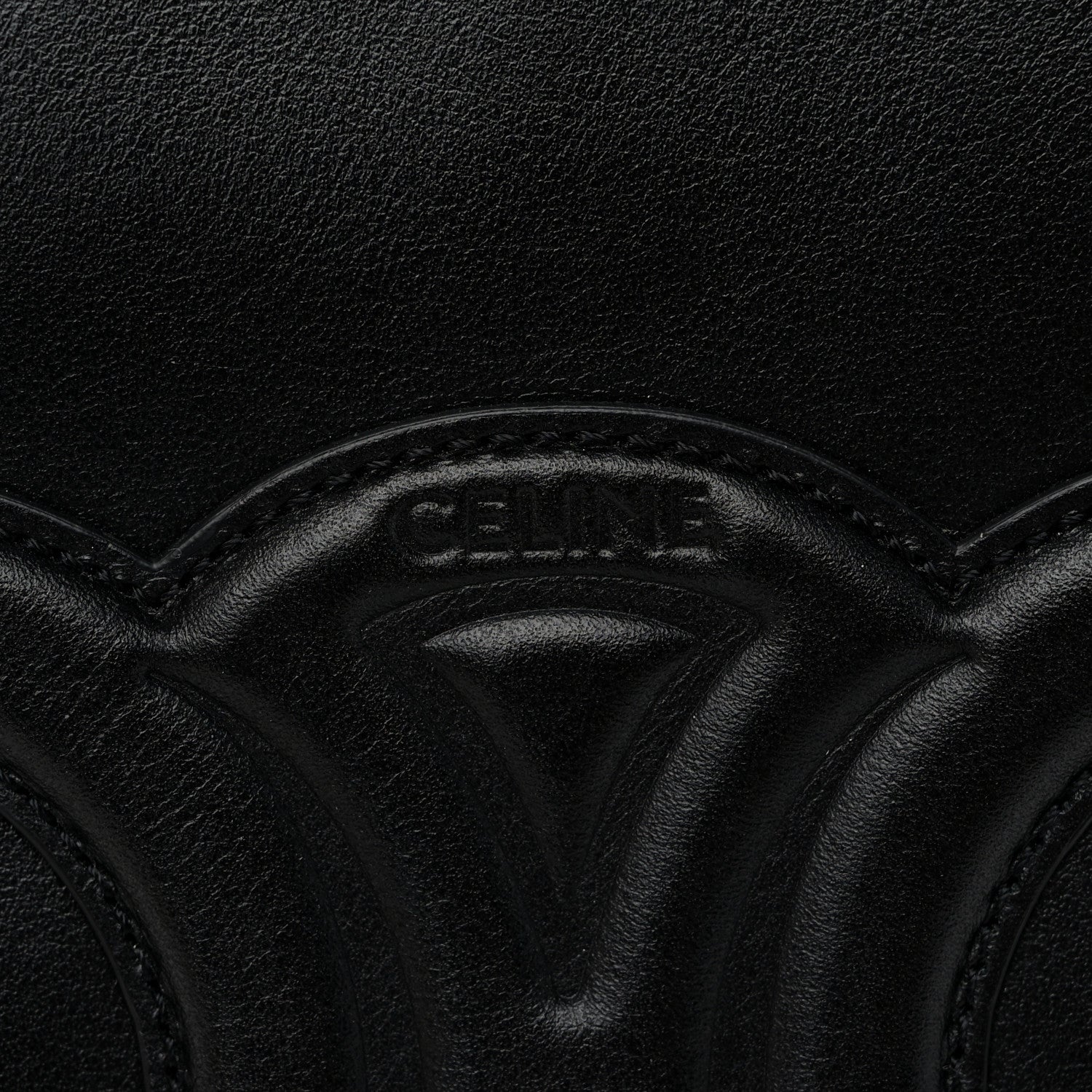 Celine Smooth Calfskin Small Cuir Triomphe Bucket Bag Black 6 of 10