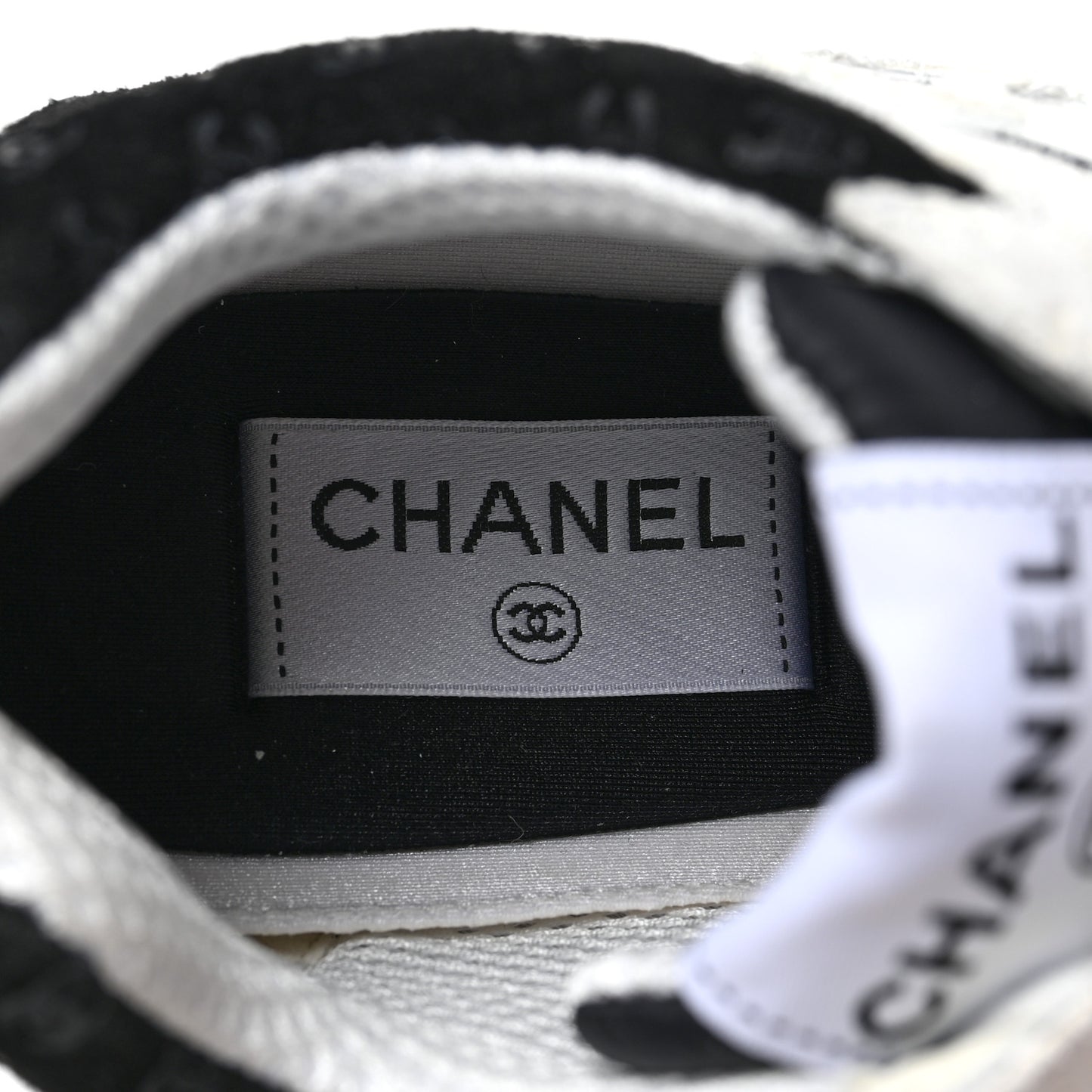 Suede Calfskin Printed CC Sneakers 38.5 Black White