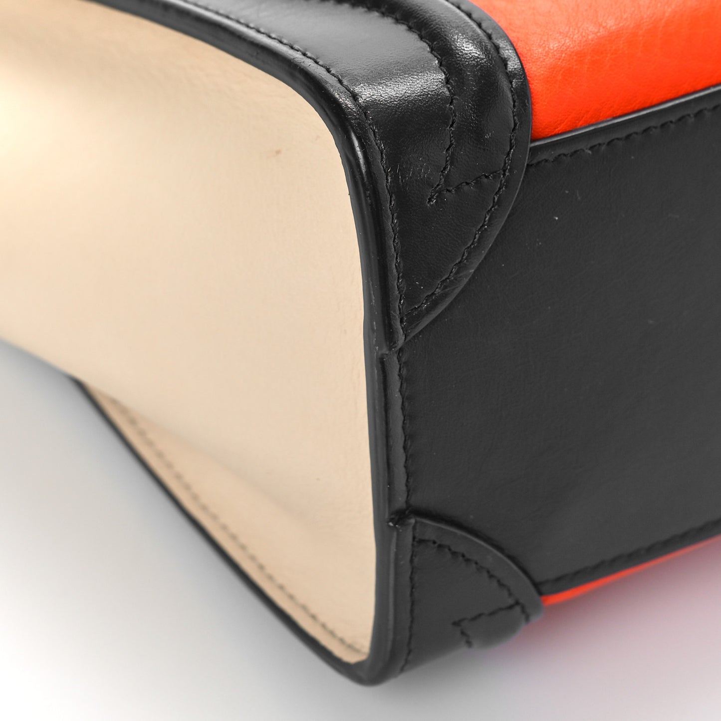 Elephant Calfskin Nano Tri-Color Luggage Bright Orange