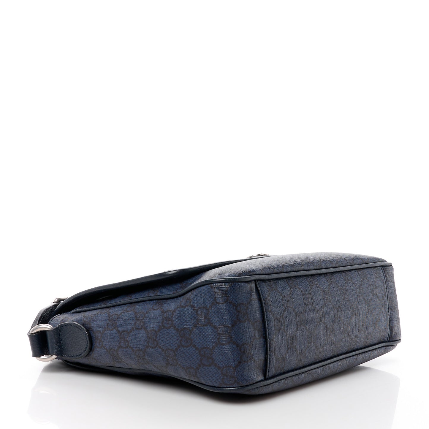 Tender GG Supreme Monogram Textured Dollar Calfskin Ophidia Messenger Bag Dark Blue