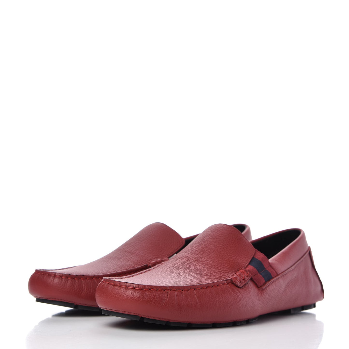 Calfskin Web Mens Driver Loafers 9 Red