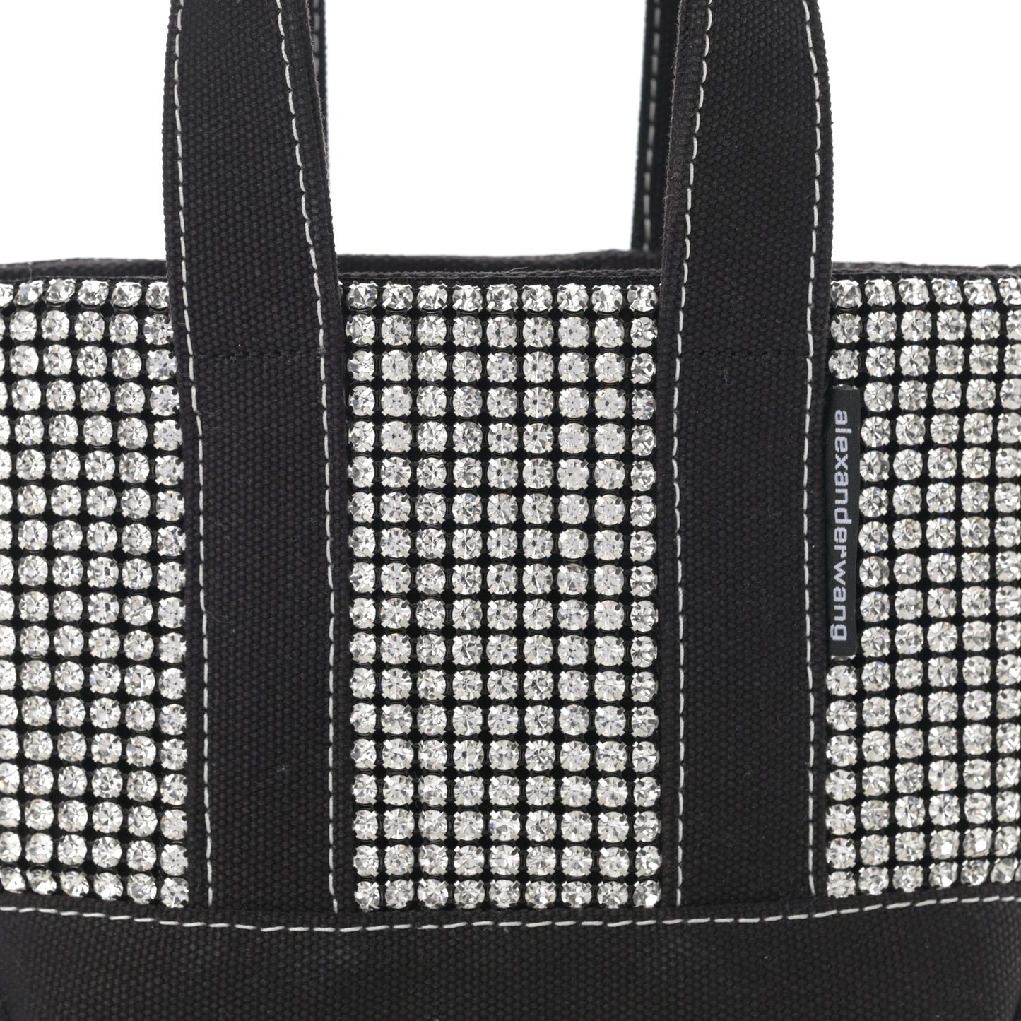 Mesh Crystal Rhinestone Mini Crusier Tote Black Silver
