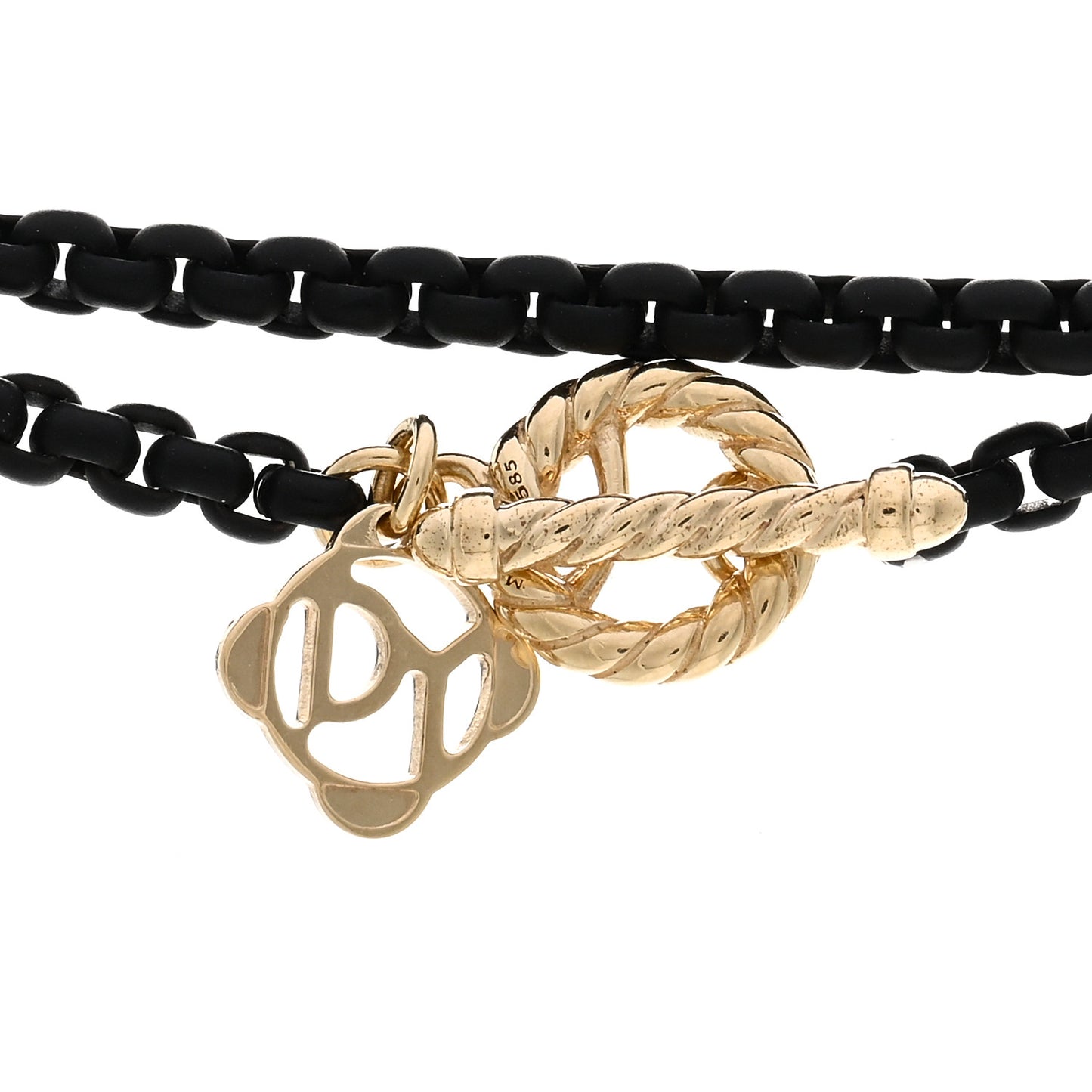 Stainless Steel 14K Yellow Gold Acrylic Bel Aire Chain Necklace Black