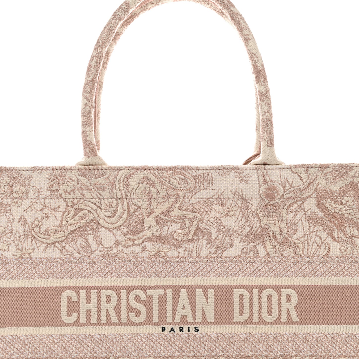 Canvas Embroidered Medium Dioriviera Toile De Jouy Book Tote Rose