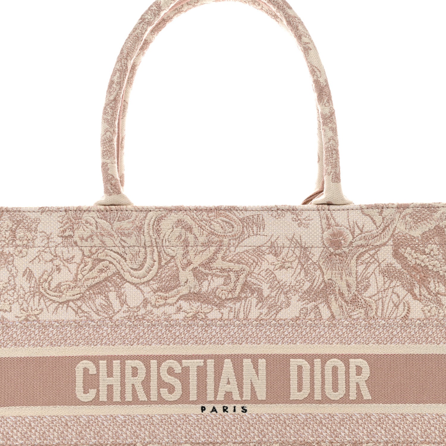Christian Dior Canvas Embroidered Medium Dioriviera Toile De Jouy Book Tote Rose 8 of 10