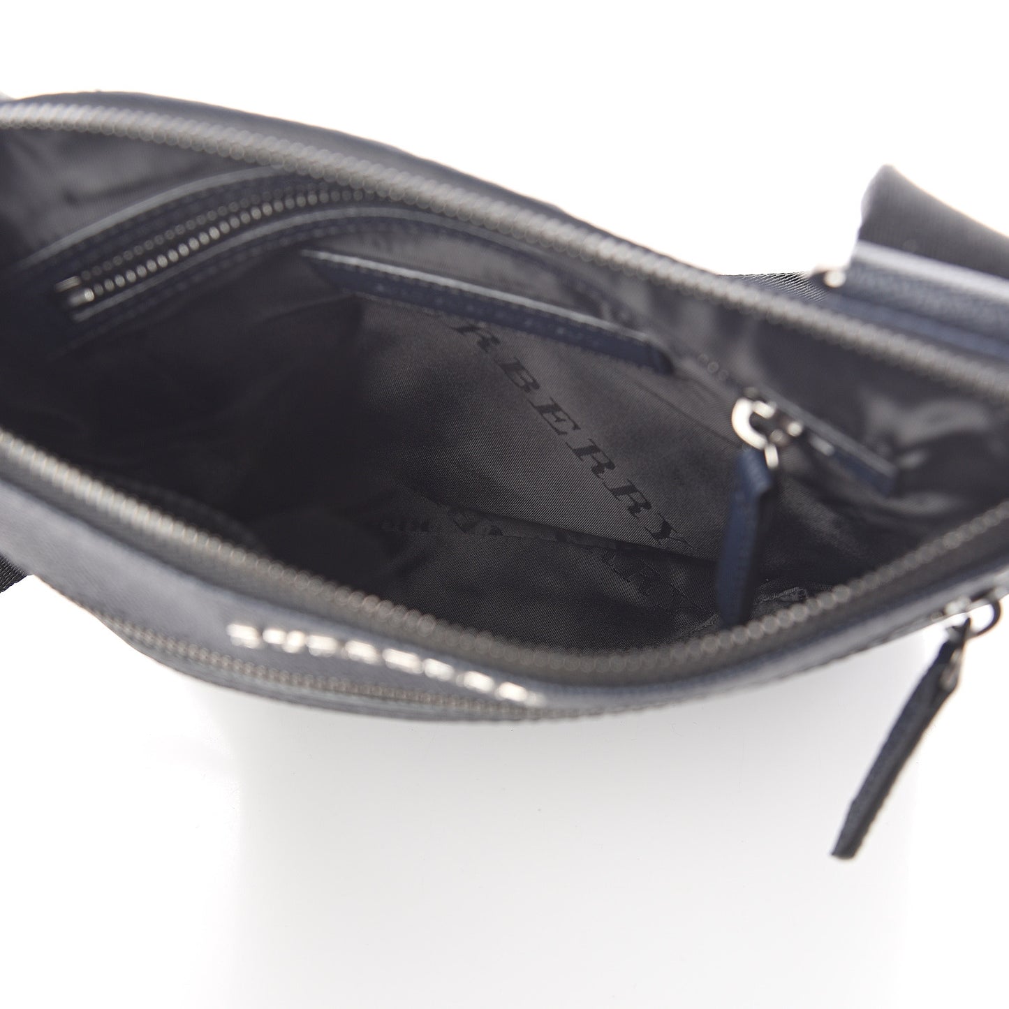 Grainy Calfskin Nylon Crossbody Bag Navy