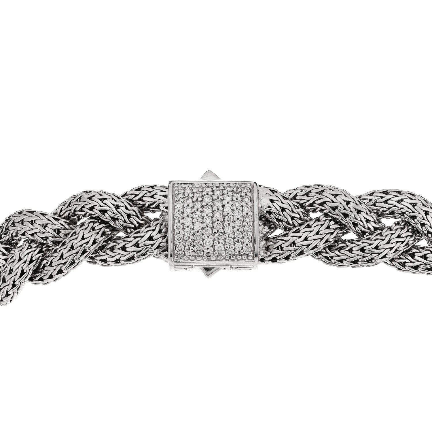 John Hardy Sterling Silver Diamond 16mm Braided Chain Necklace 5 of 5