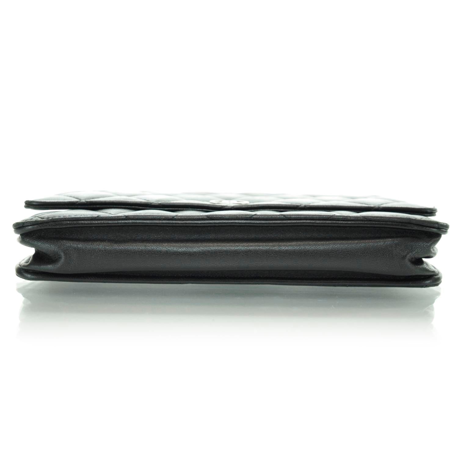 Chanel Lambskin Quilted Wallet On Chain WOC Black 6 of 12