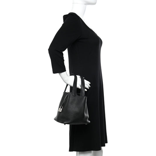 Taurillon Clemence Picotin Lock 18 PM Black