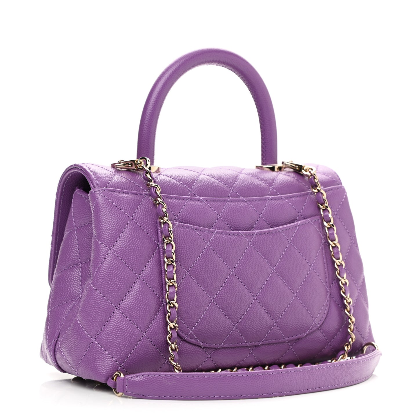 Caviar Quilted Mini Coco Handle Flap Purple