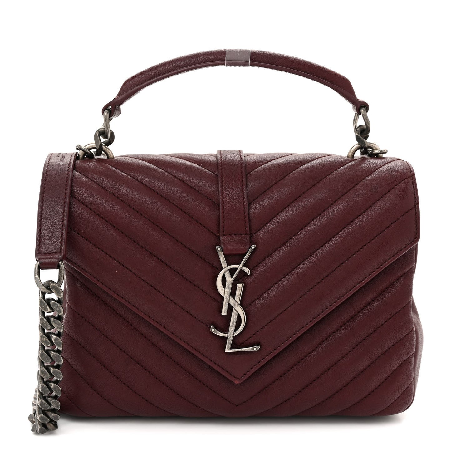 Sheepskin Matelasse Chevron Monogram Medium College Bag Old Brandy