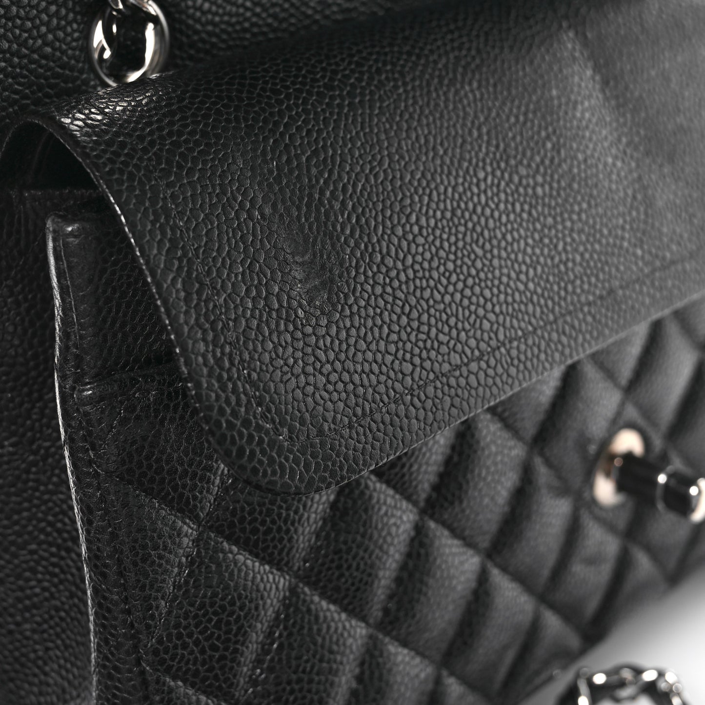 Caviar Quilted Medium Double Flap Black