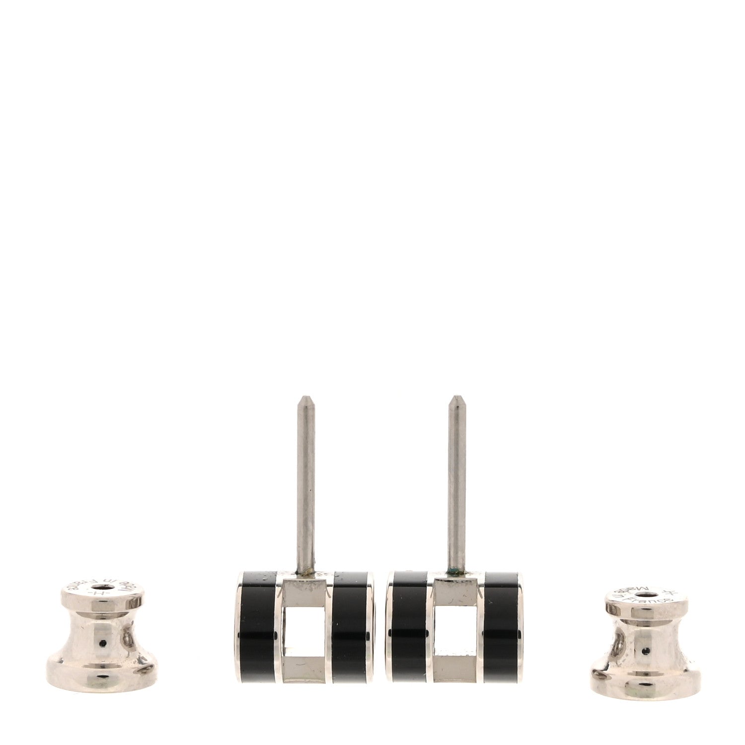 Hermes Palladium Lacquered Mini Pop H Earrings Black 3 of 6