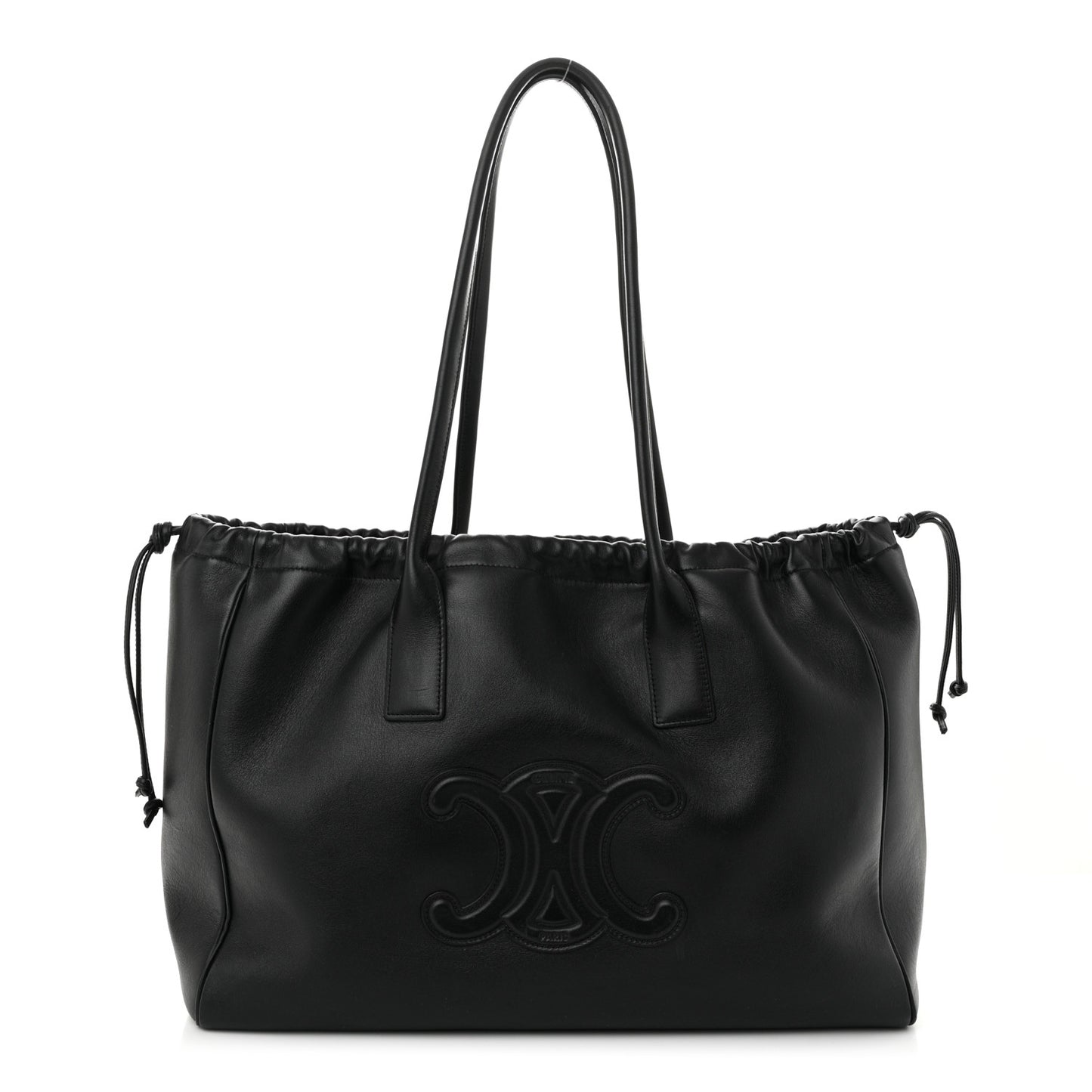 Smooth Calfskin Cuir Triomphe Cabas Drawstring Black