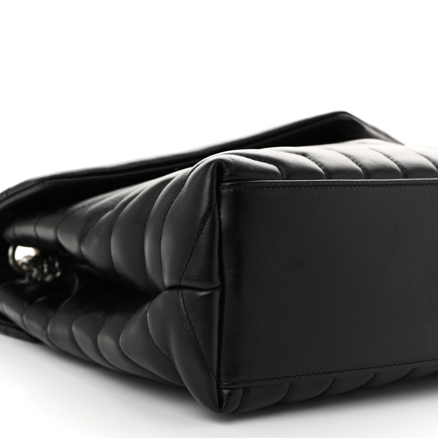 Calfskin Y Quilted Monogram Medium Loulou Chain Satchel Black