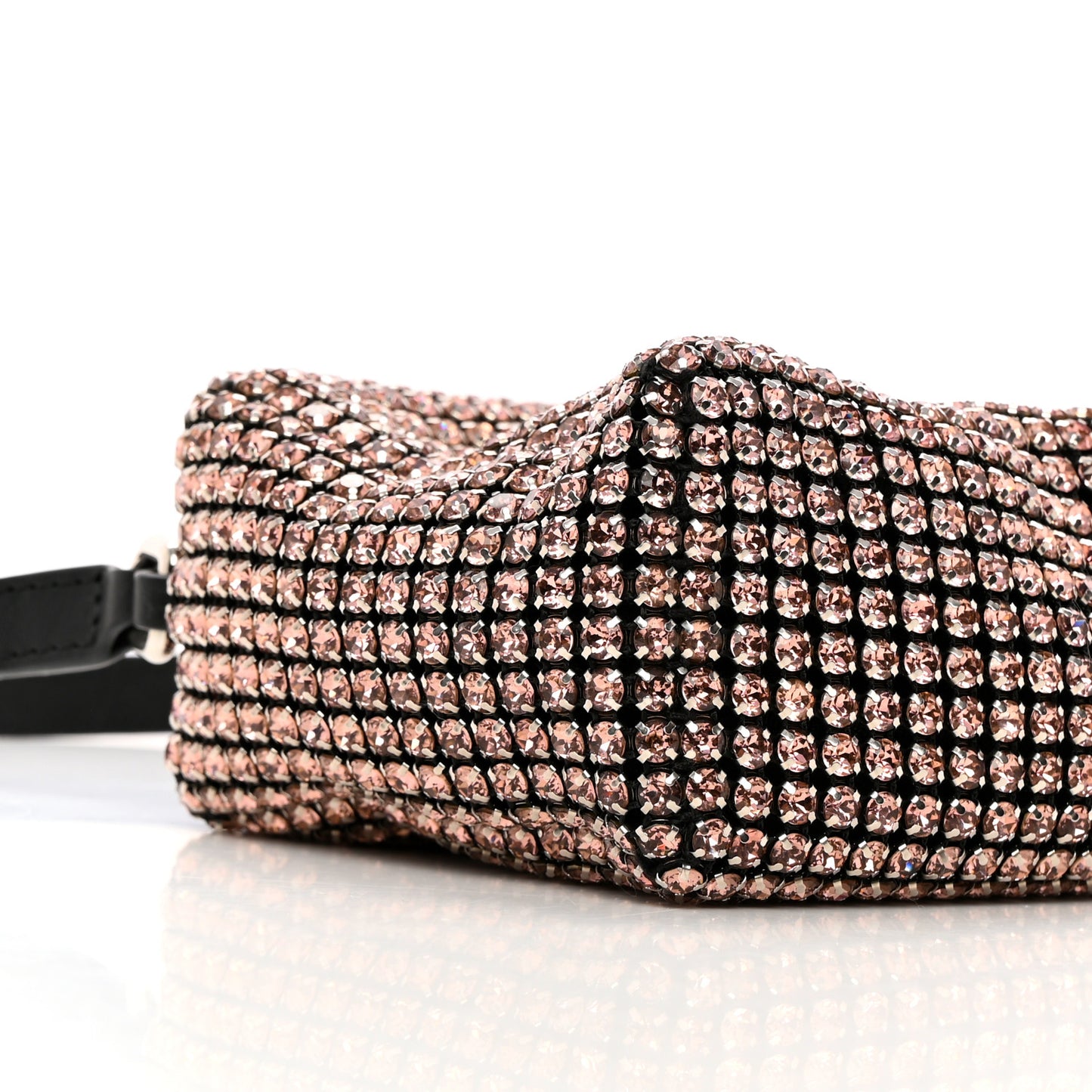 Mesh Crystal Rhinestone Mini Heiress Pouch Pink