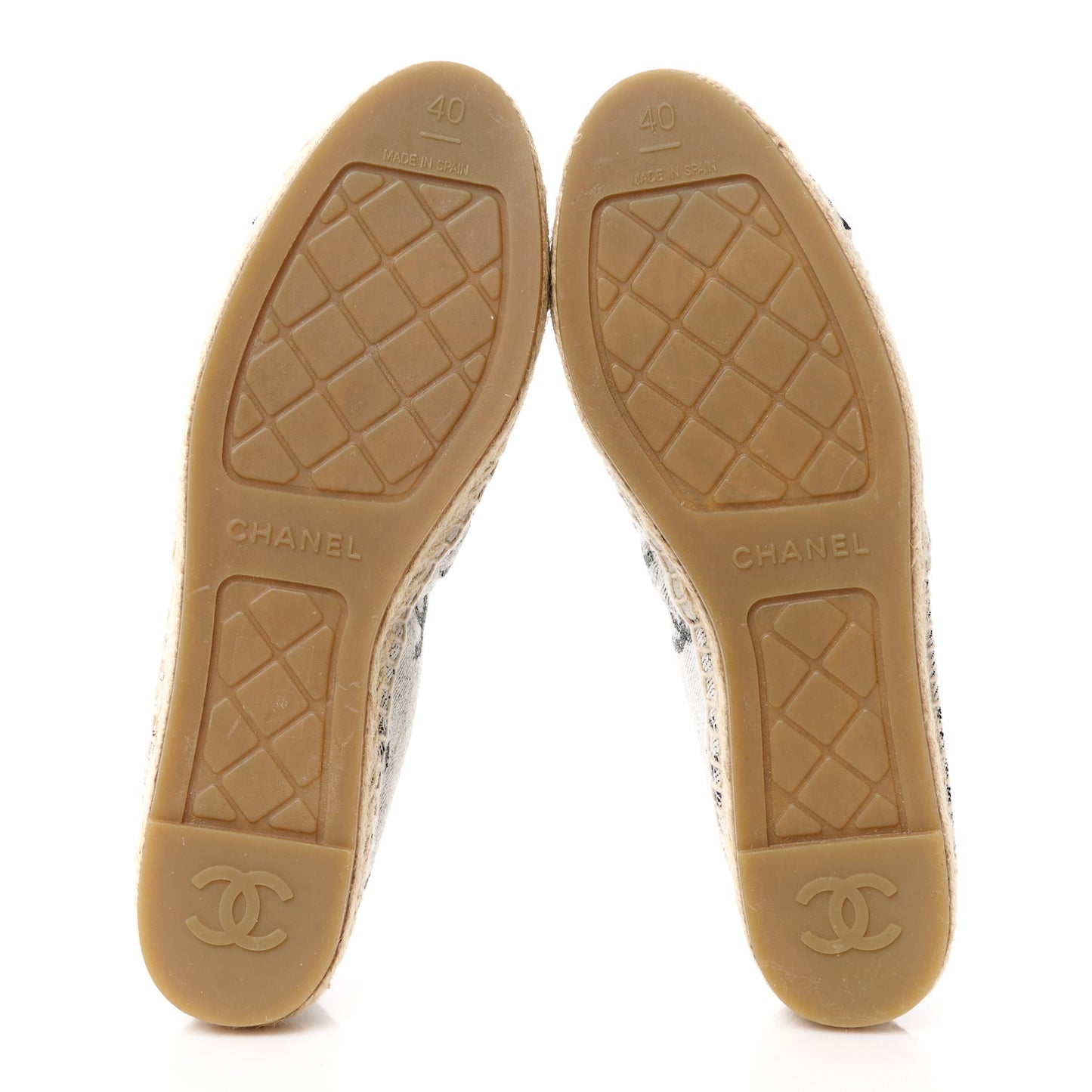 Cotton Jacquard Grosgrain CC Print Espadrilles 40 Grey Black