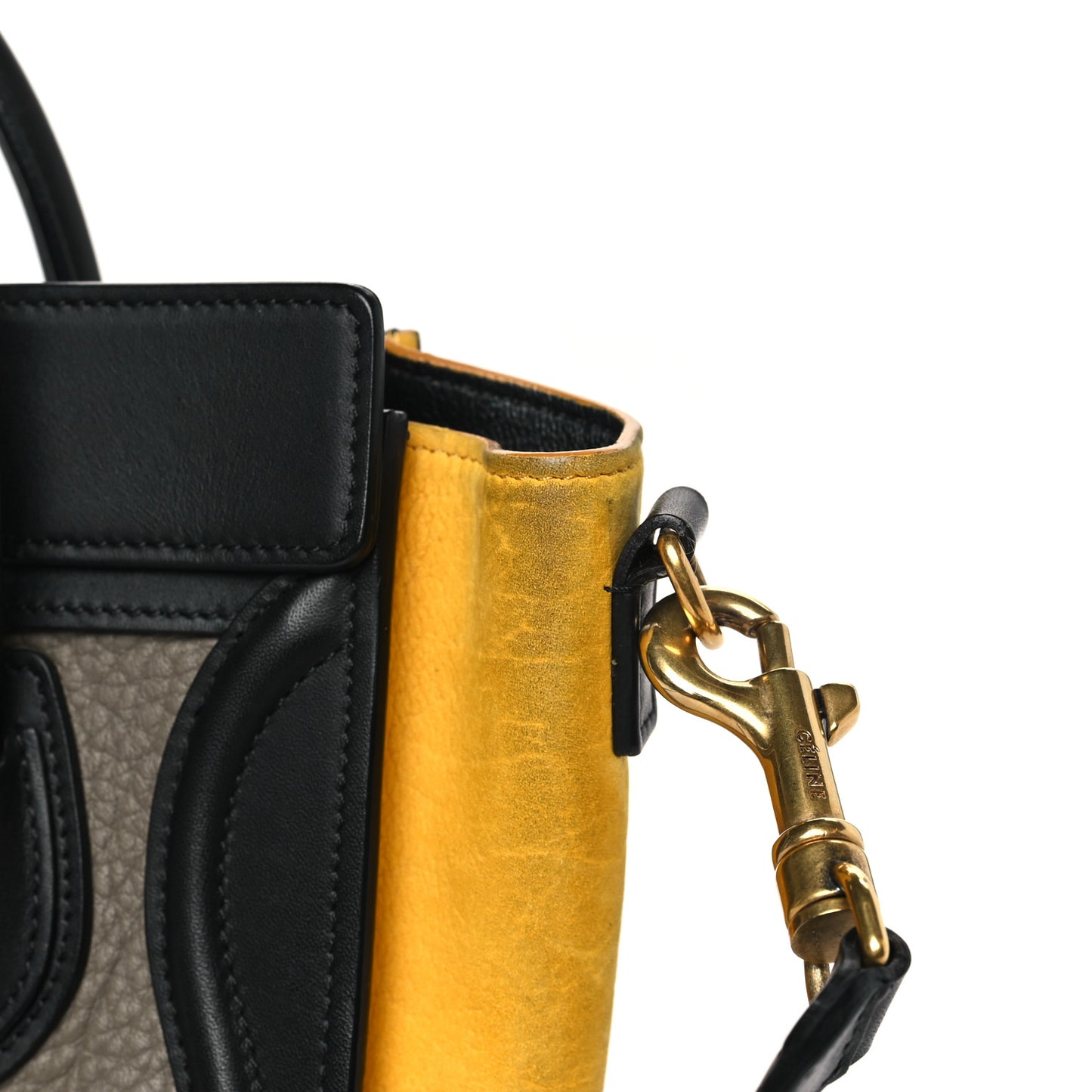 Drummed Calfskin Suede Nano Tri-Color Luggage Amber