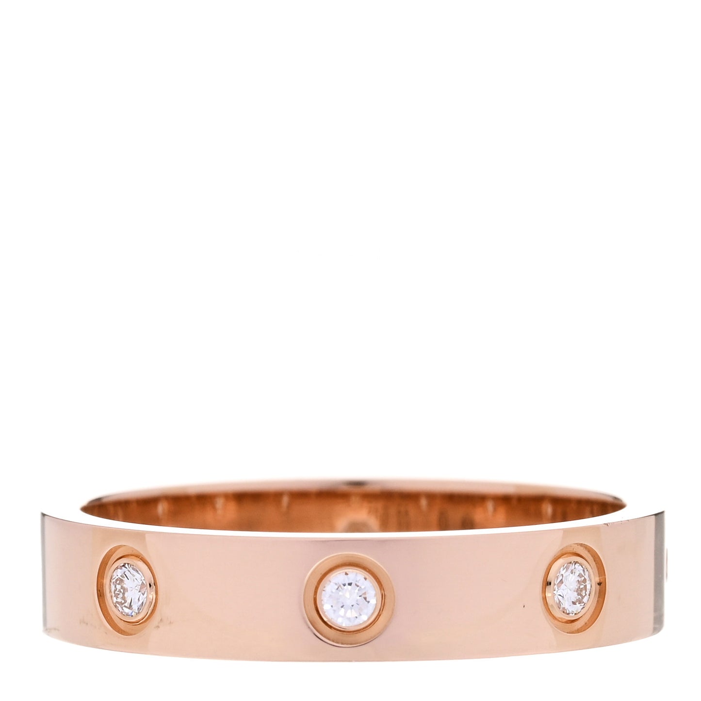 18K Pink Gold 8 Diamond 4mm LOVE Wedding Band Ring 55 7.25