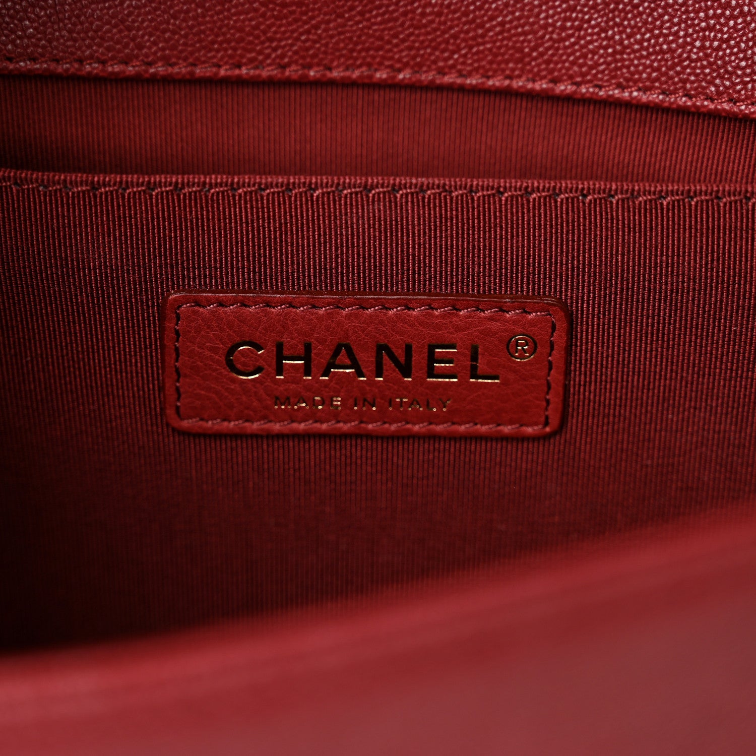 Chanel Caviar Chevron Quilted Medium Boy Flap Red 6 of 10