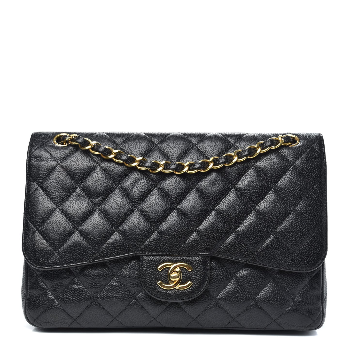 Caviar Quilted Jumbo Double Flap Black