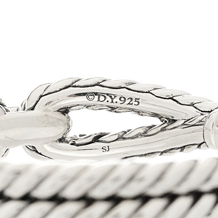 Sterling Silver Diamond Cable Loop Hoop Earrings