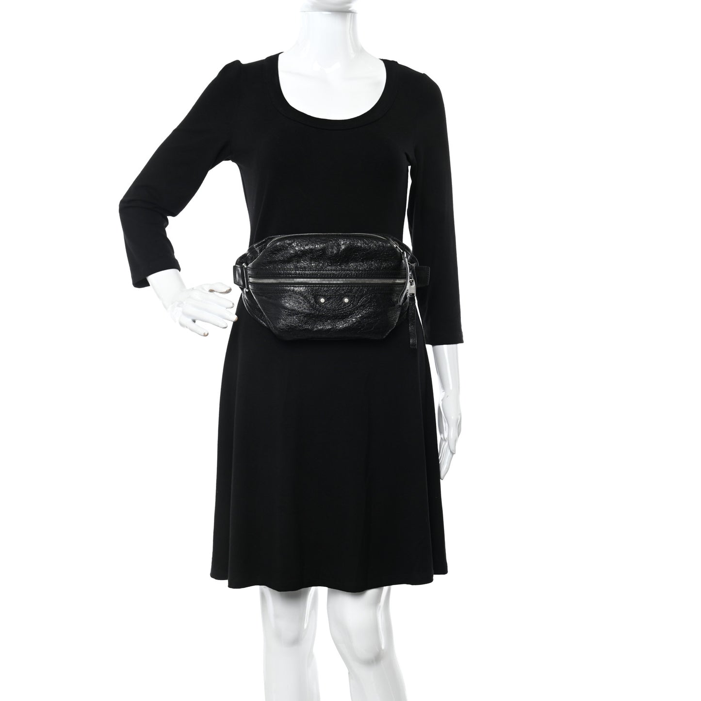 Lambskin Classic Hardware Neo Lift Hip Bag Black