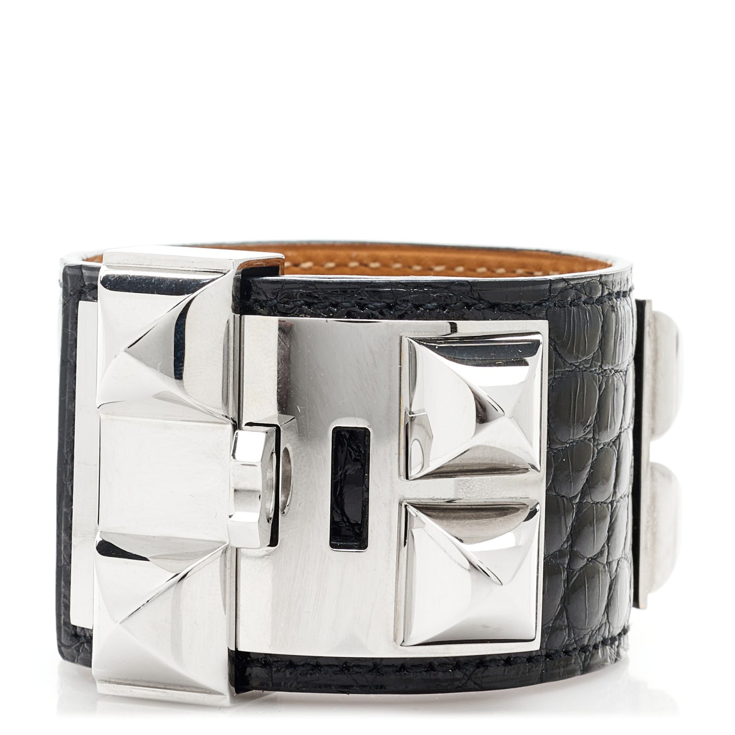 Shiny Alligator Collier De Chien CDC Bracelet Black