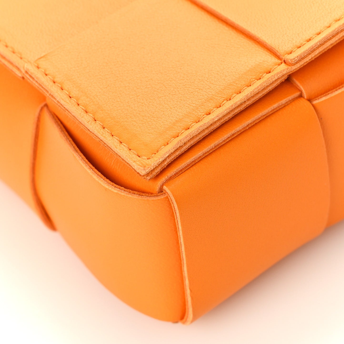 Lambskin Maxi Intrecciato Extra Mini Cassette Crossbody Bag Tangerine
