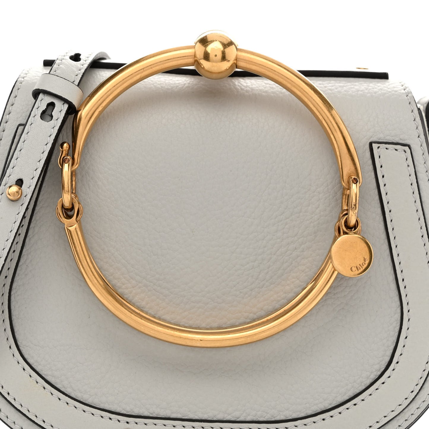 Calfskin Suede Small Nile Bracelet Bag Airy Grey
