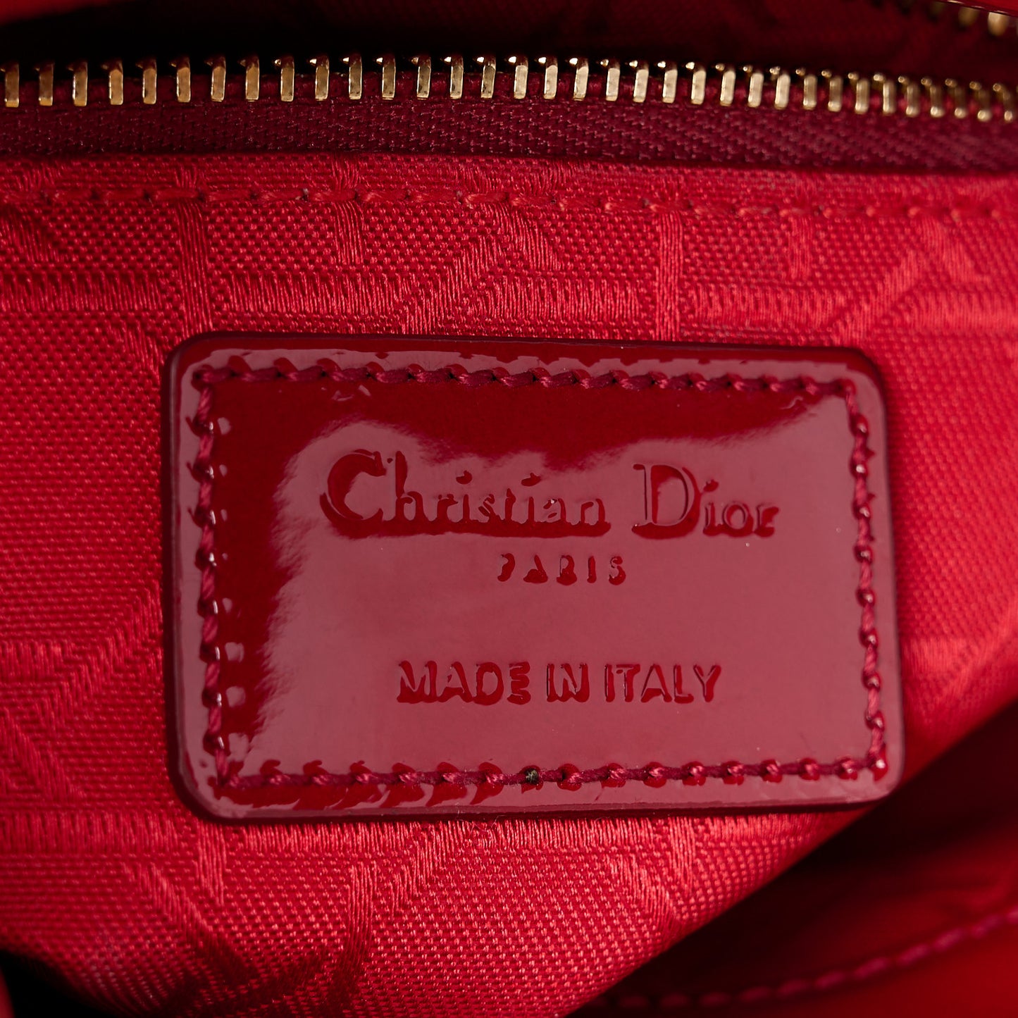 Patent Cannage Mini Lady Dior Red