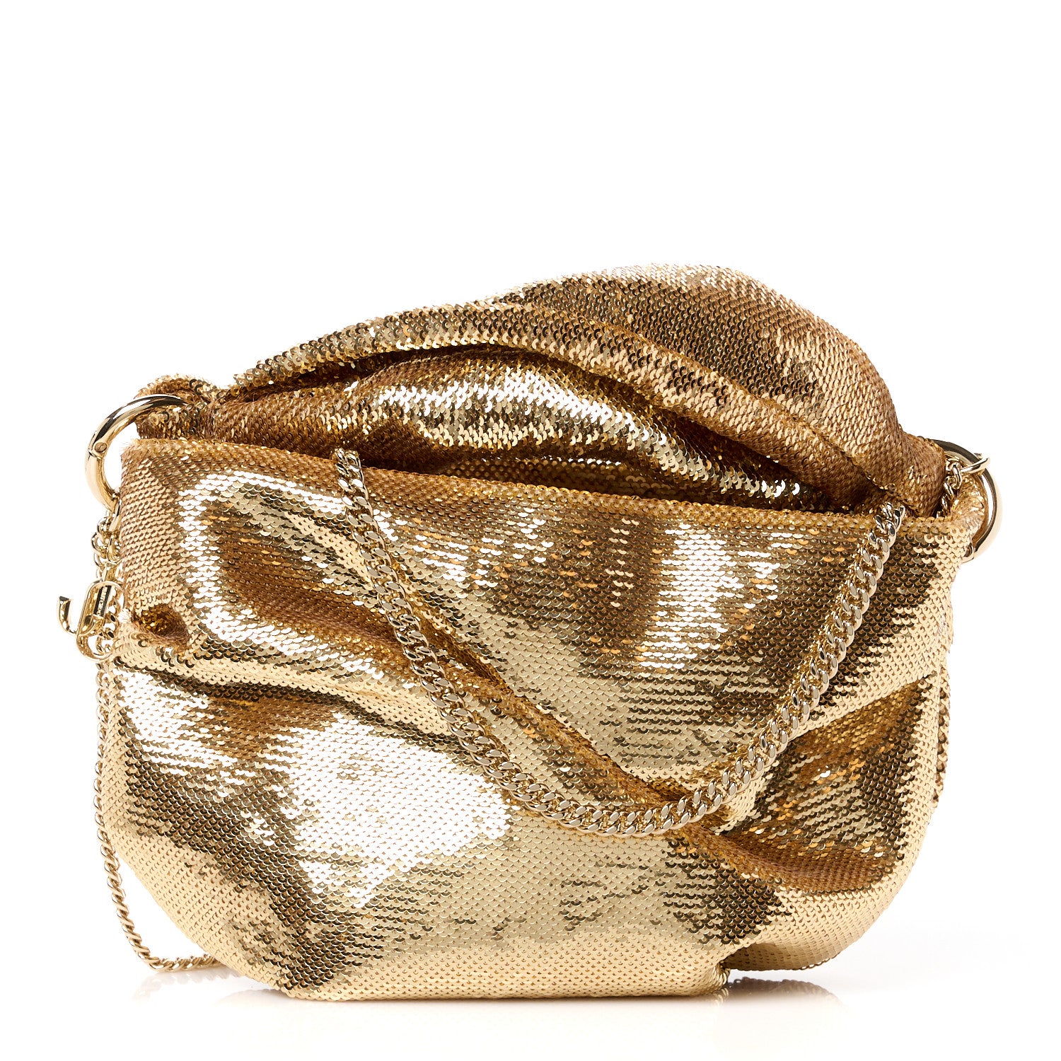 Jimmy Choo Satin Crystal Embellished Bonny Shoulder Bag Gold 1 of 12