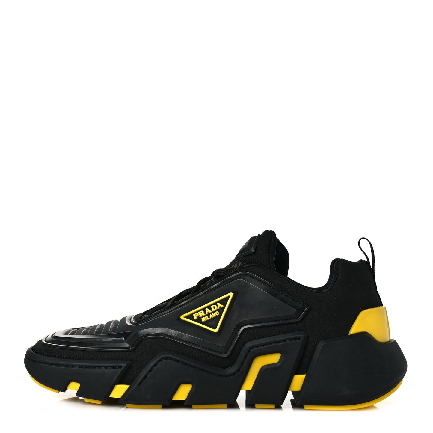 Techno Stretch Fabric Triangle Logo Men Sneakers 11 Black Gold