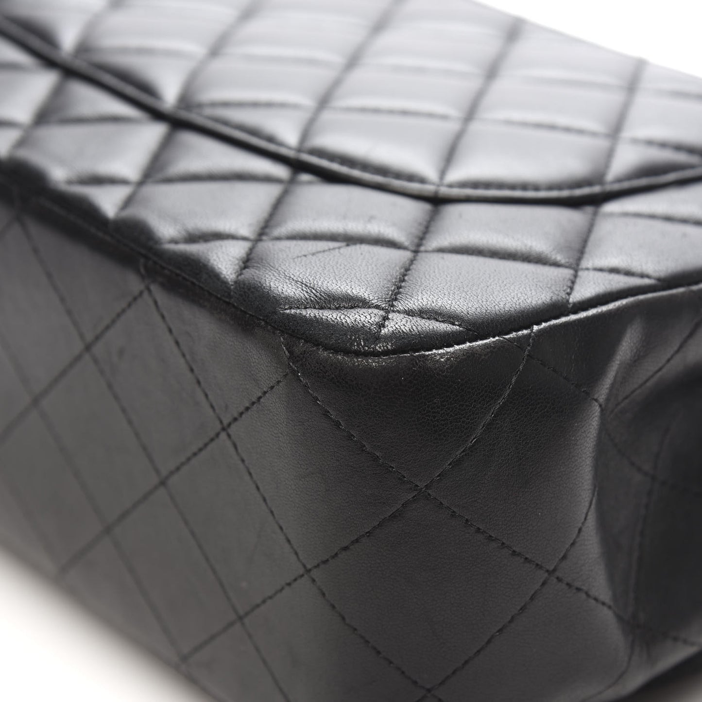 Lambskin Quilted Jumbo Double Flap Black
