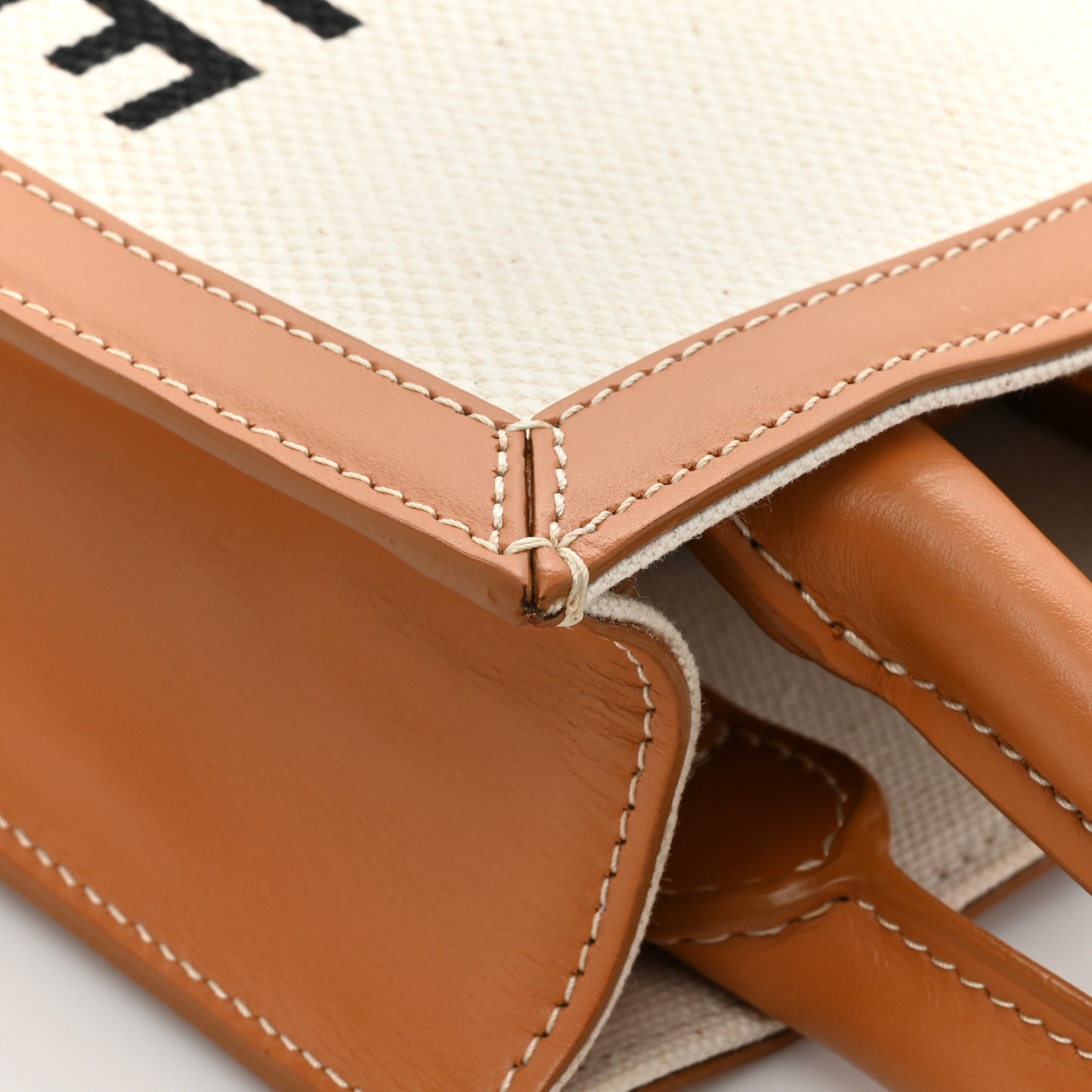 Canvas Calfskin Mini Vertical Cabas Natural Tan