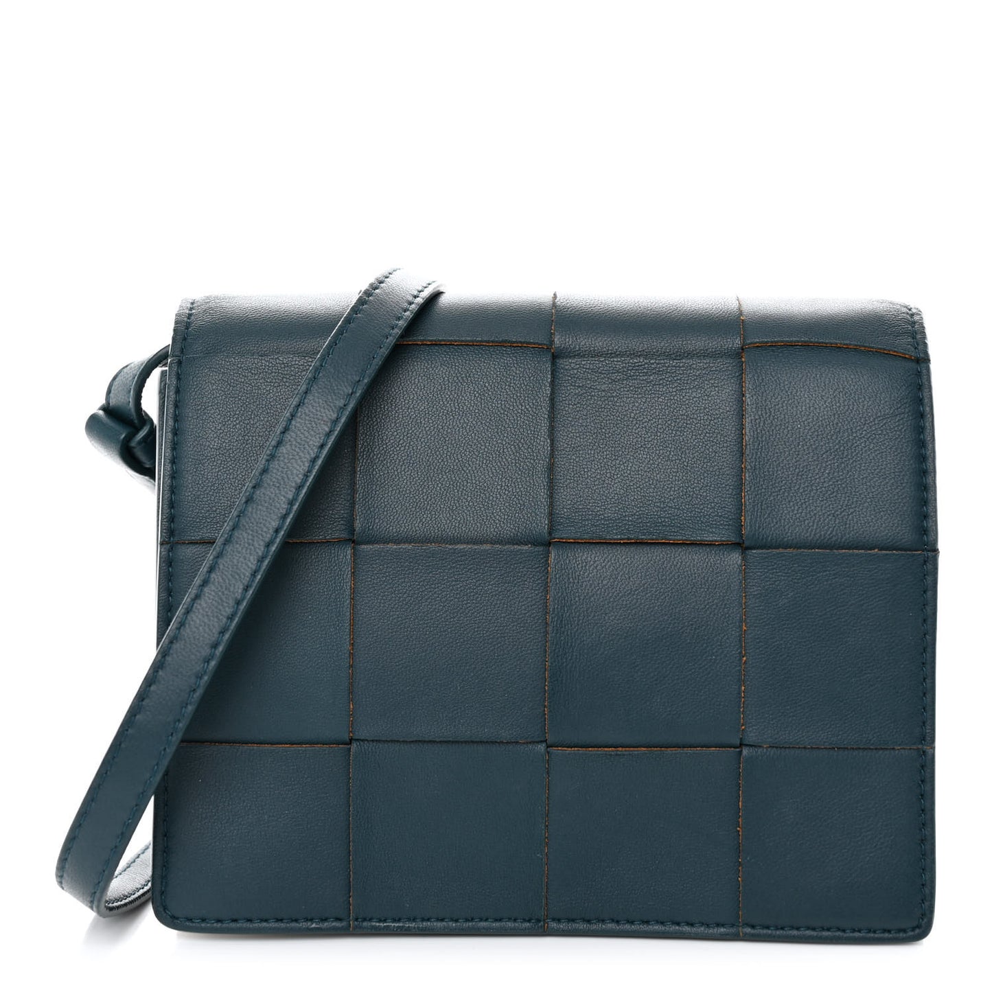 Lambskin Maxi Intrecciato Mini Cassette Crossbody Bag Petrol Blue