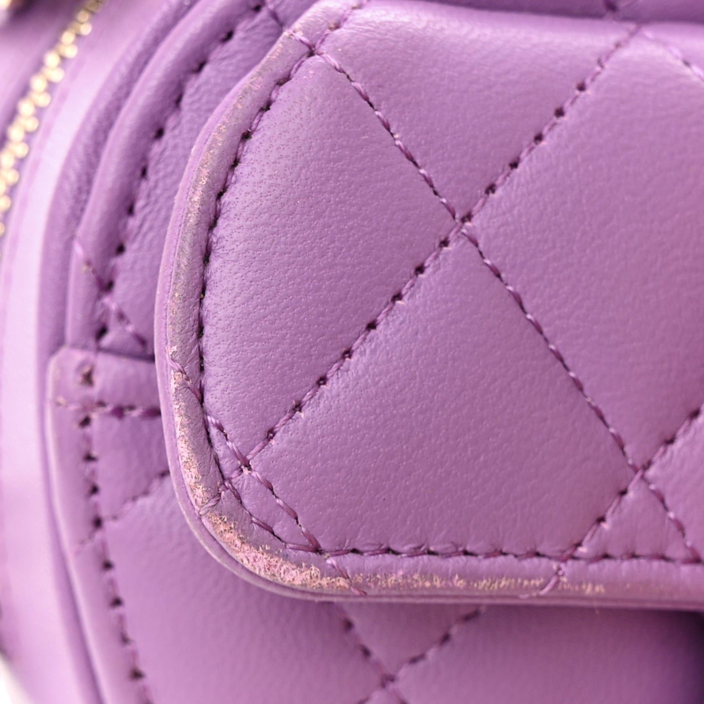 Lambskin Quilted CC In Love Heart Clutch With Chain Purple