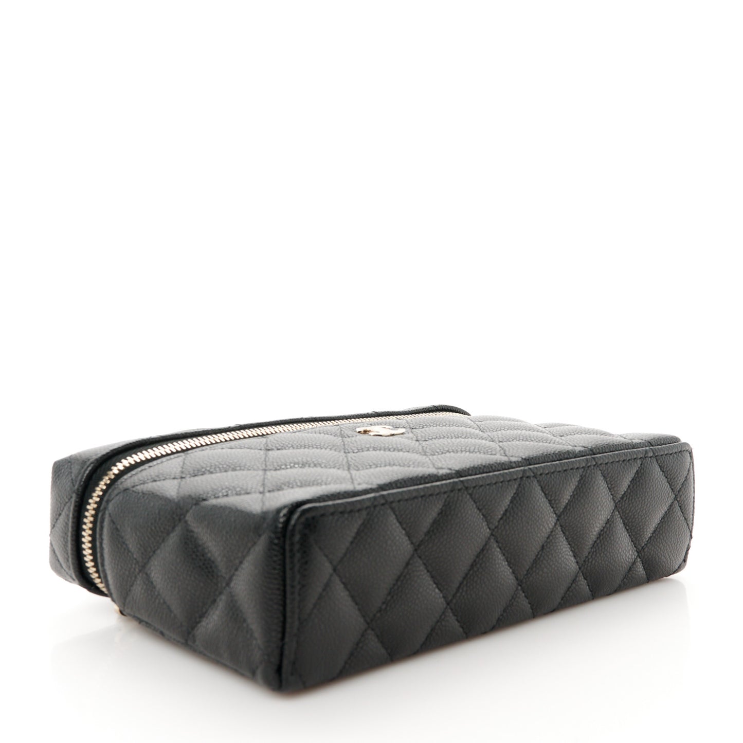 Caviar Quilted Top Handle Slim Vanity With Chain Black