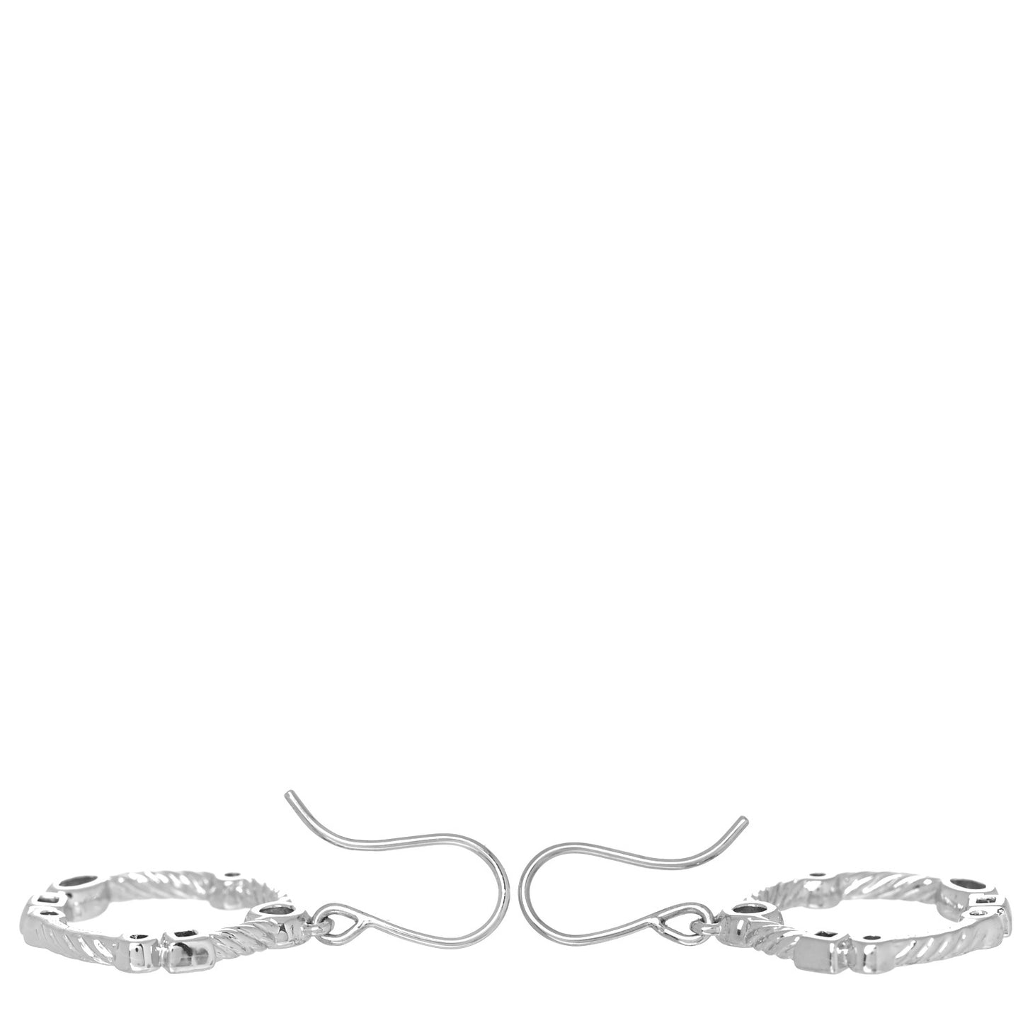 Sterling Silver Diamond Confetti Circle Drop Earrings