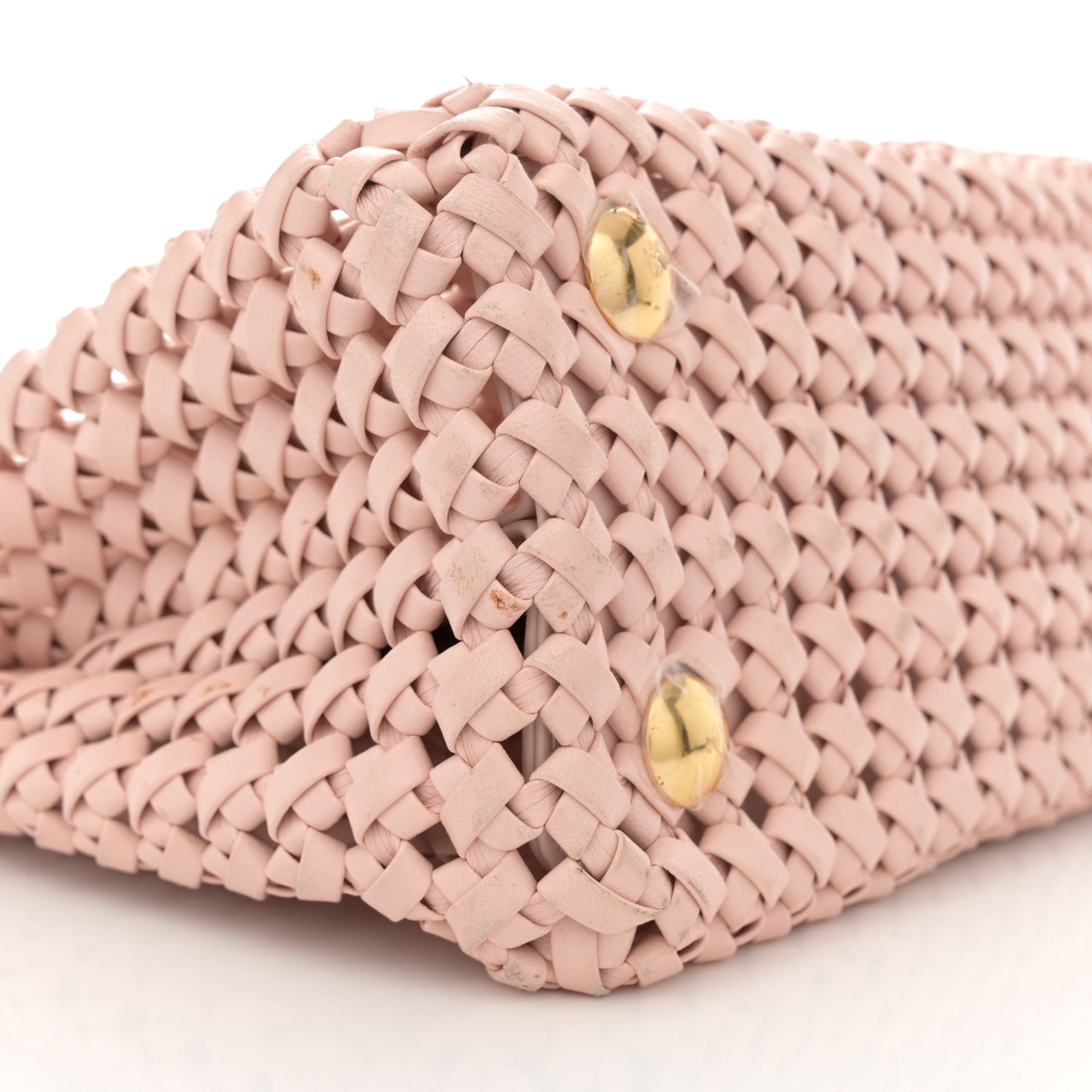 Nappa Woven Mini Peekaboo Iconic Satchel Rosa Confetto