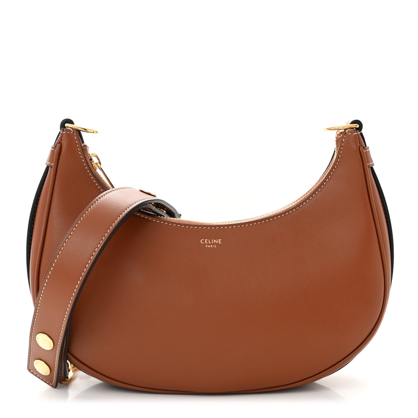 Smooth Calfskin Medium Strap Ava Shoulder Bag Tan