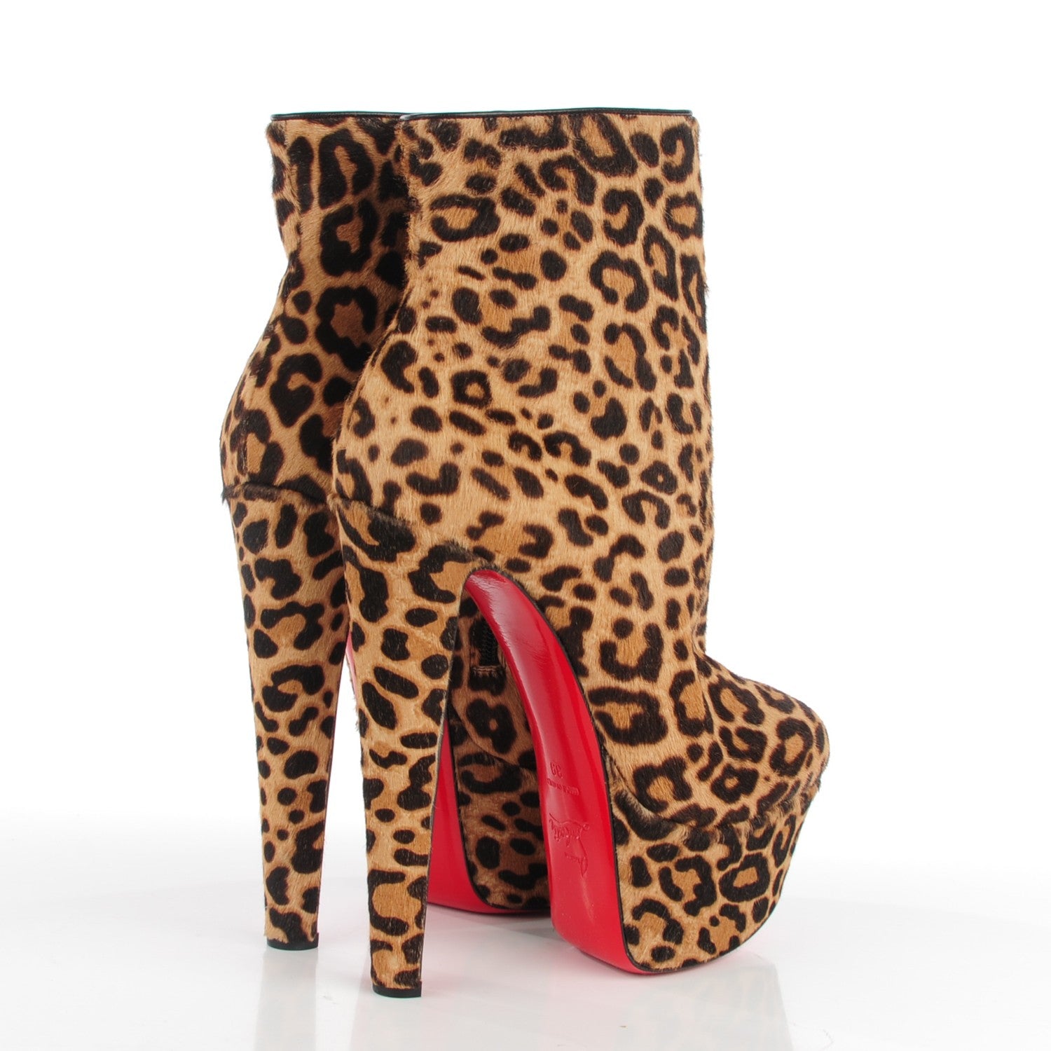 Christian Louboutin Calf Hair Leopard Print Fierce 160 Ankle Boots 39 Brown 6 of 11