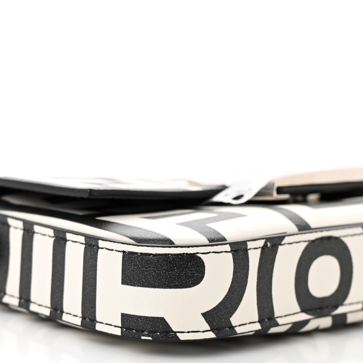 Fendi X MARC JACOBS Nappa Vitello King Logo Print Phone Baguette White Black 9 of 10