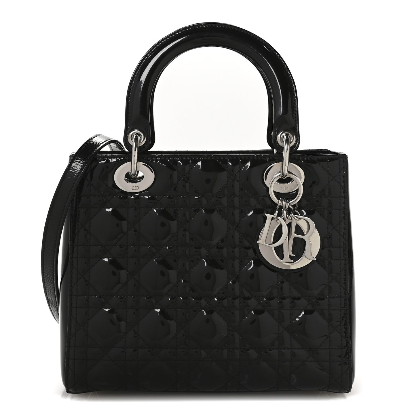 Patent Cannage Medium Lady Dior Black