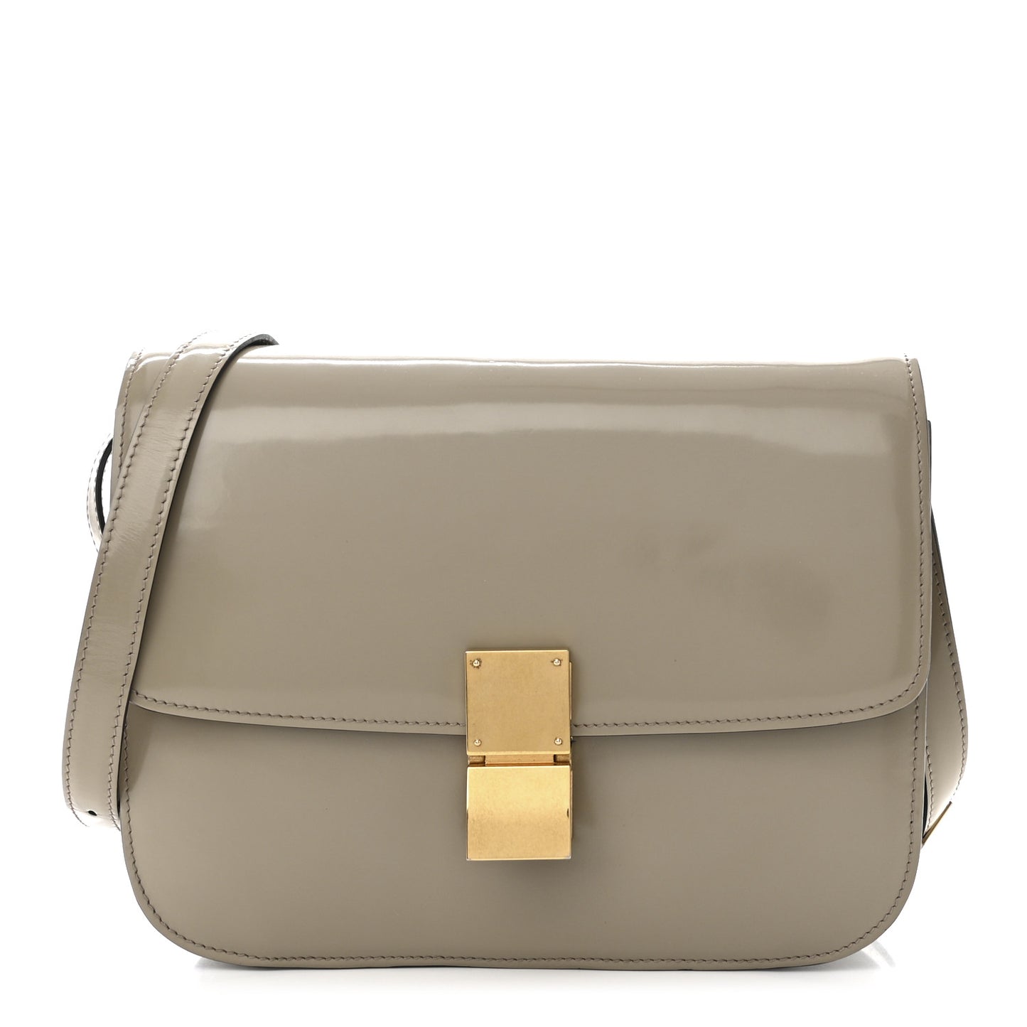 Spazzolato Calfskin Medium Classic Box Flap Bag Taupe