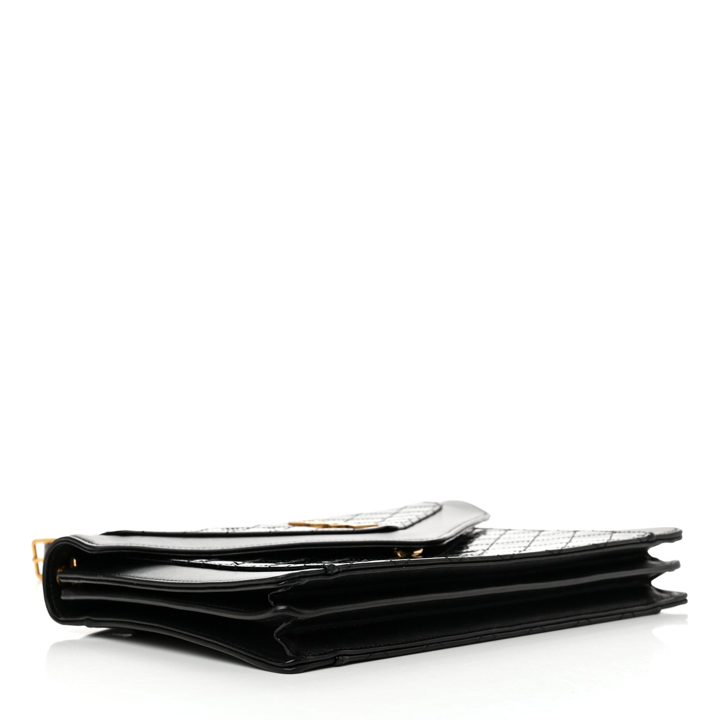 Calfskin Quilted Lacquered Gaby Satchel Black