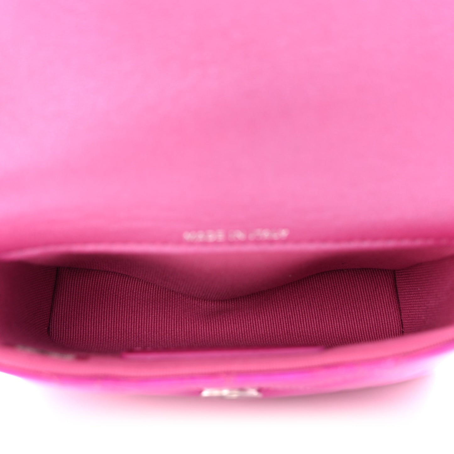 Patent Lambskin Quilted CC Hook Card Holder Pink