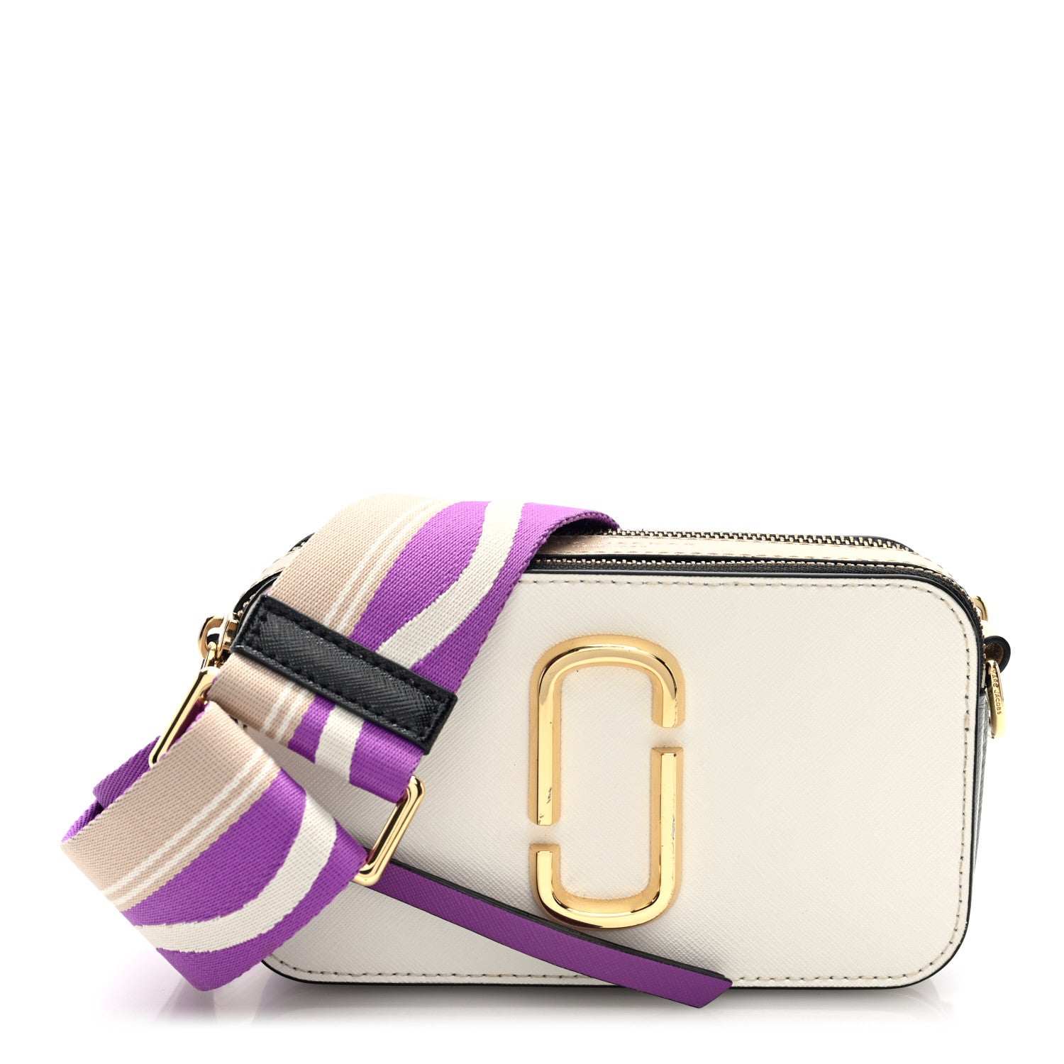 Marc Jacobs Saffiano Small Snapshot Camera Bag White Purple