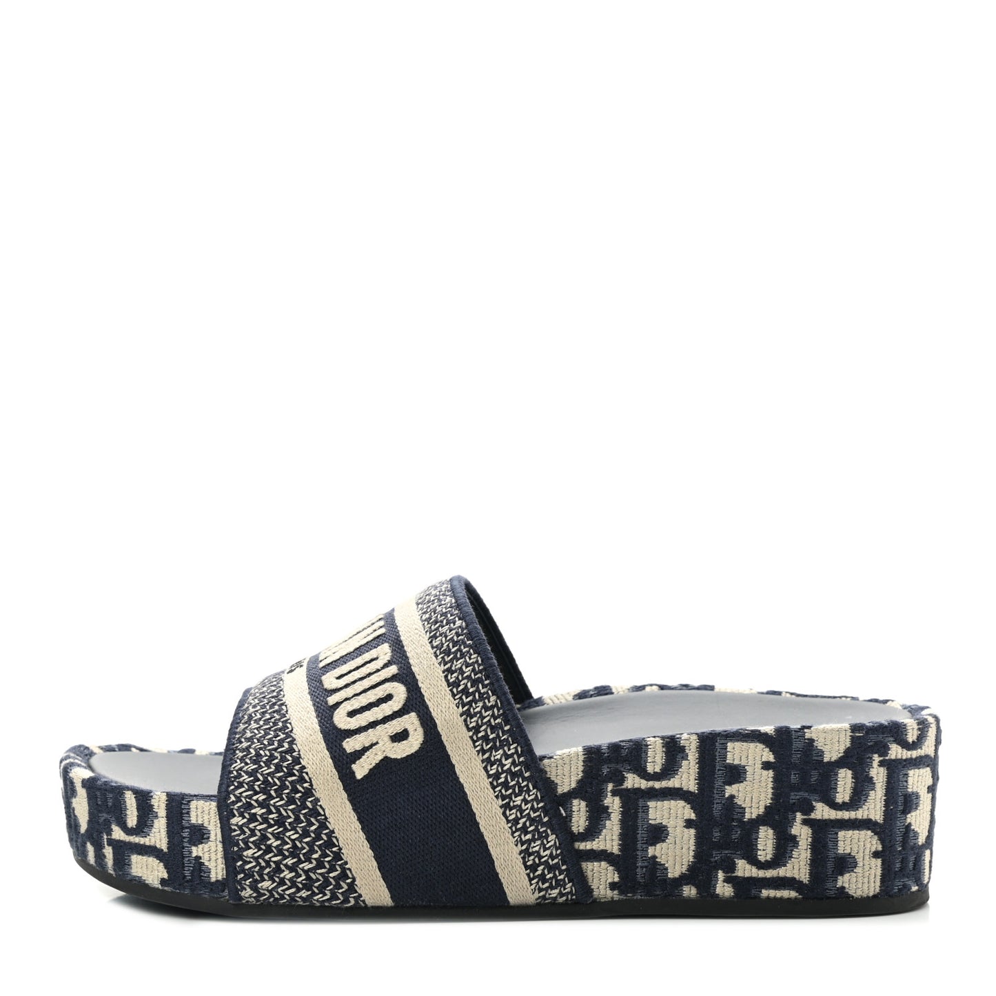 Oblique D-Way Platform Slide Sandals 38 Deep Blue