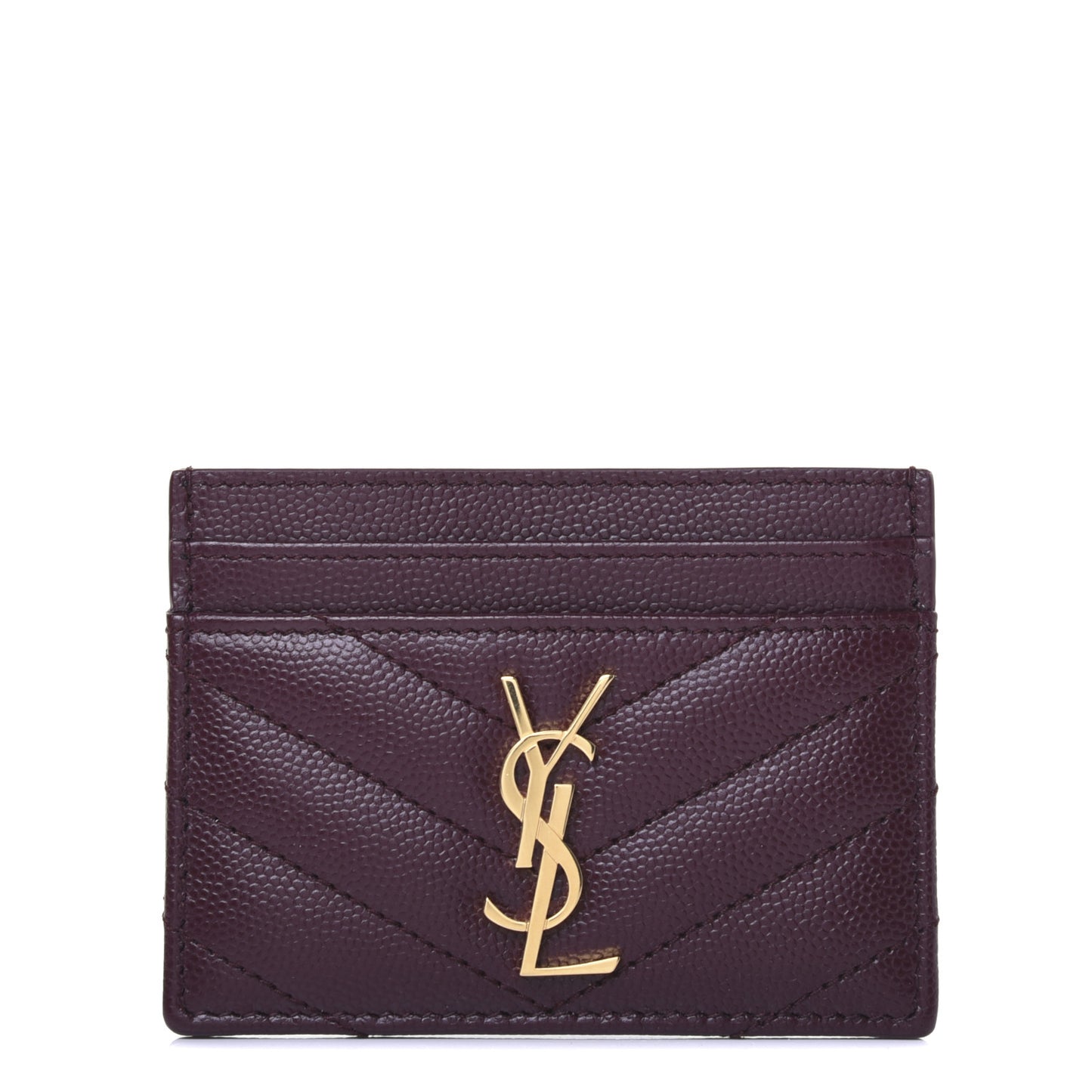 Grain De Poudre Matelasse Chevron Monogram Credit Card Case Palissandre